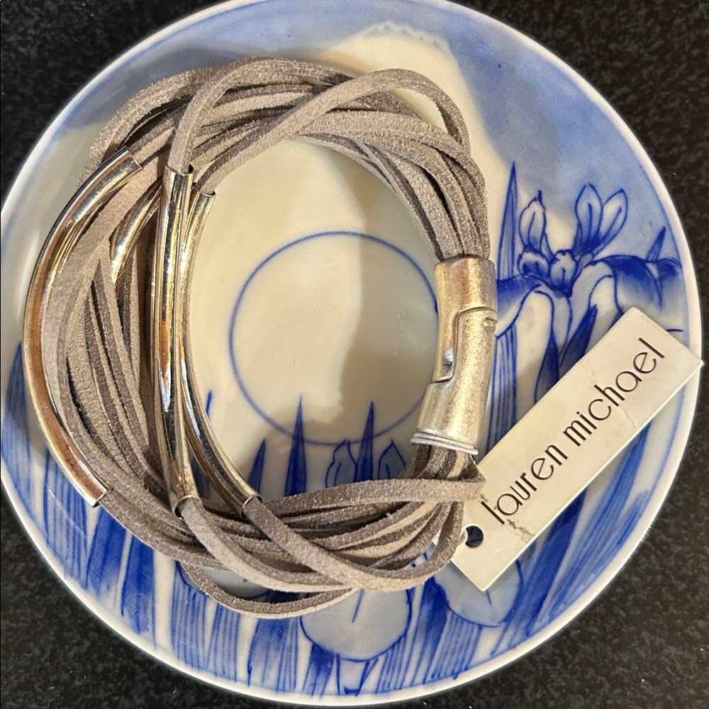 Lauren Michael Gray Leather Bracelet